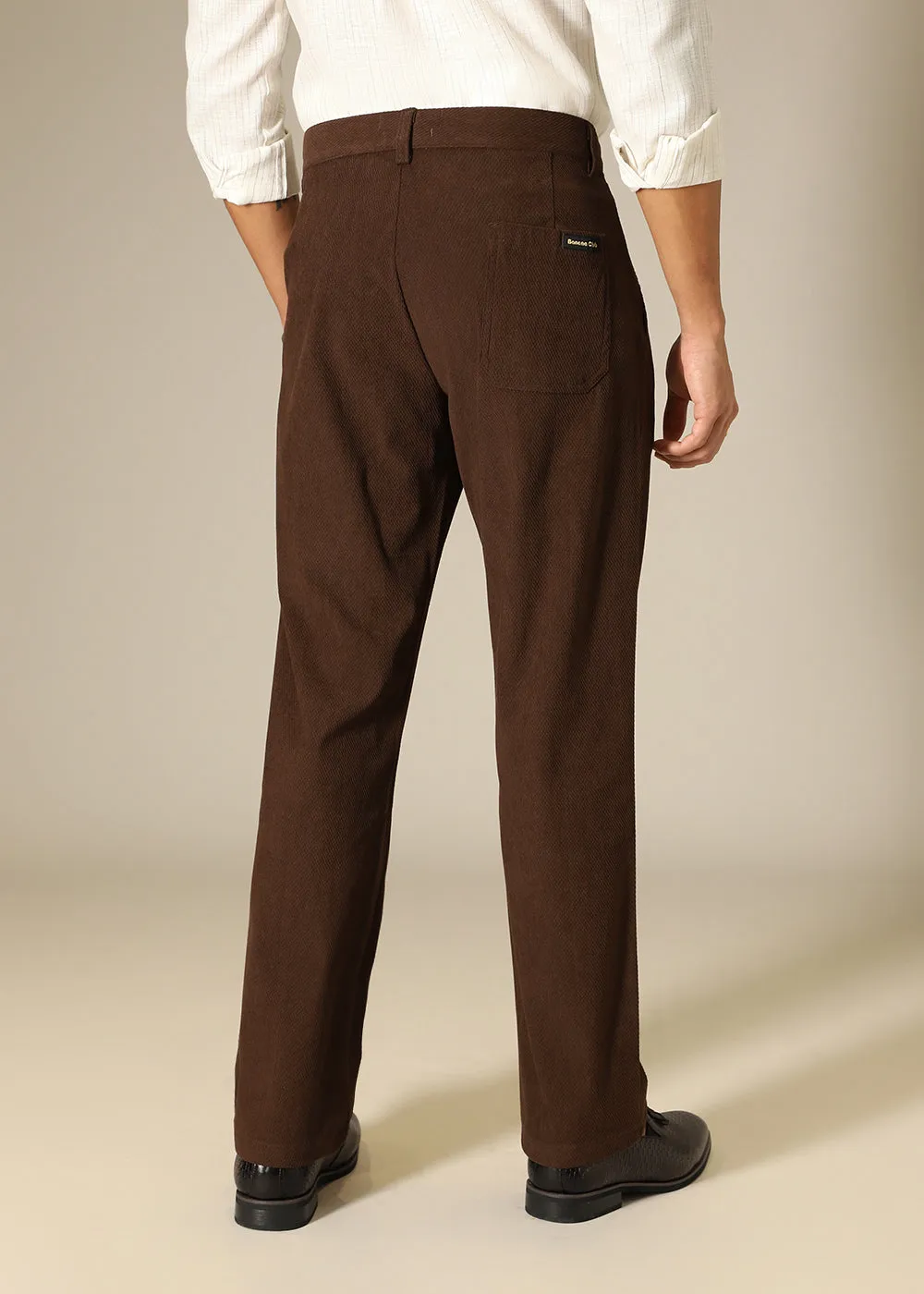 Brown Textured Corduroy Pant