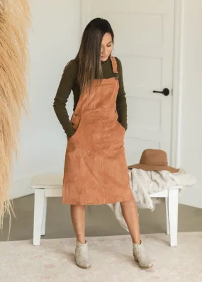 Camel Corduroy Overall Dress