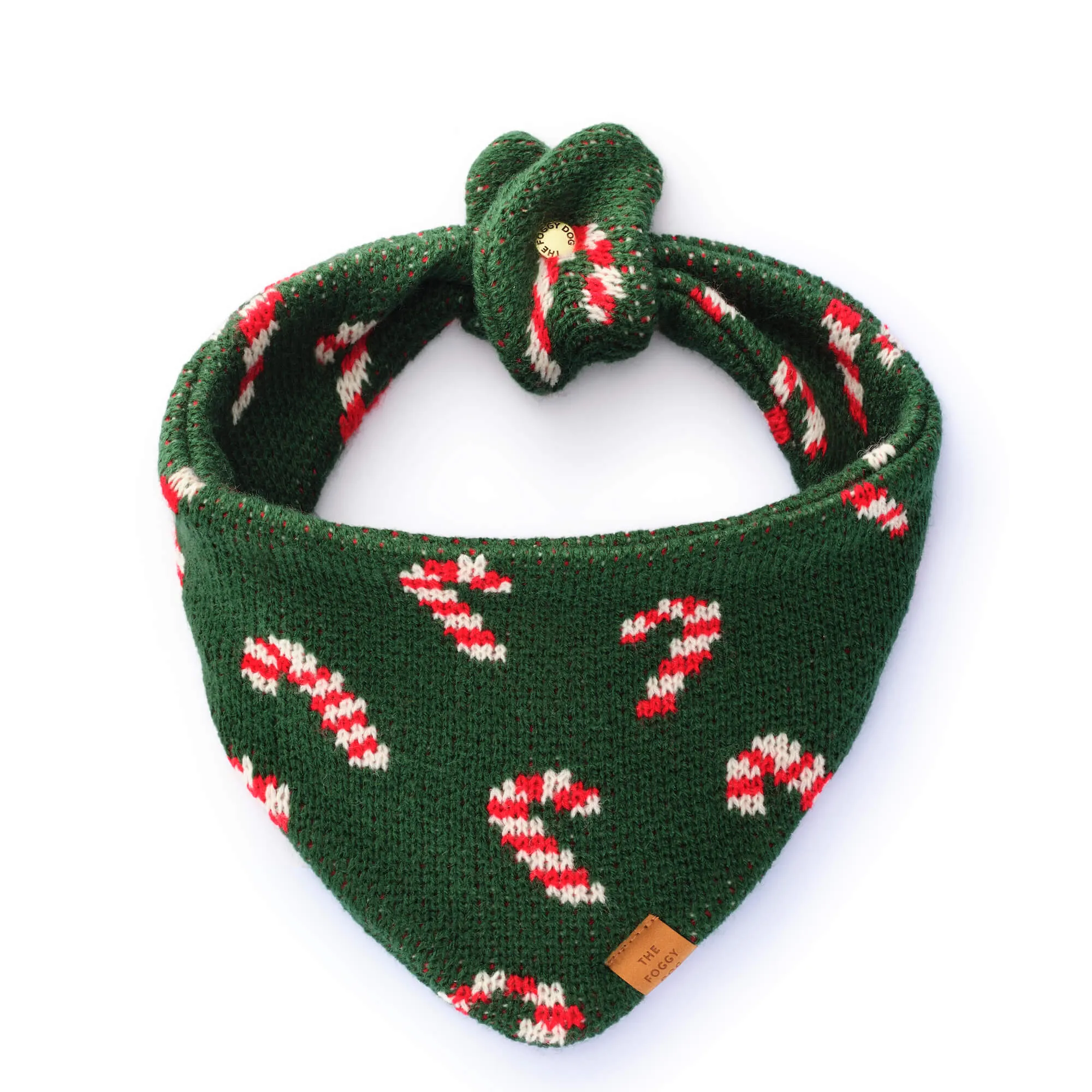 Candy Canes Knit Dog Bandana