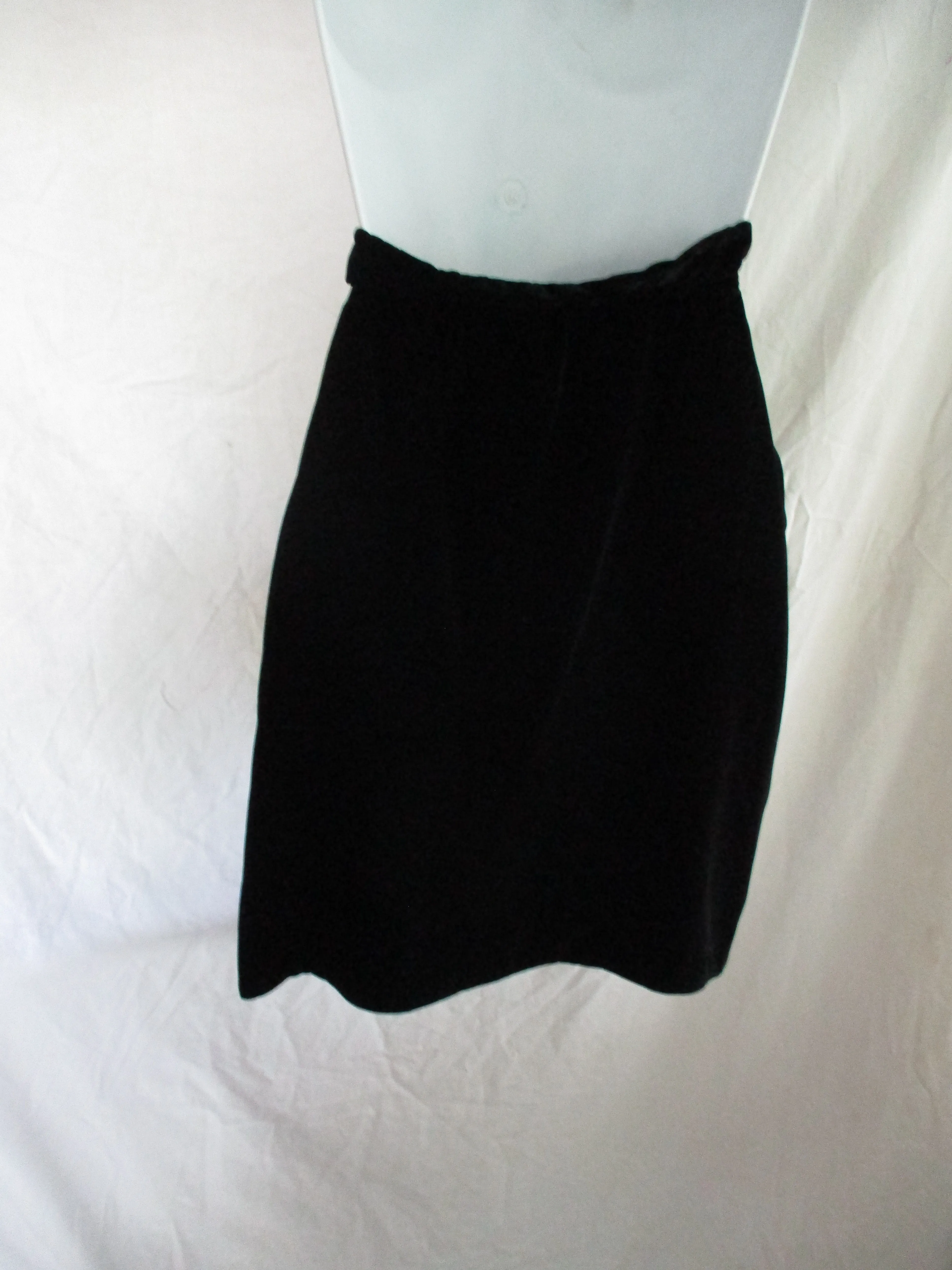 CHLOE FRANCE Pleated Ruched VELVET MINI SKIRT 38 BLACK POCKET