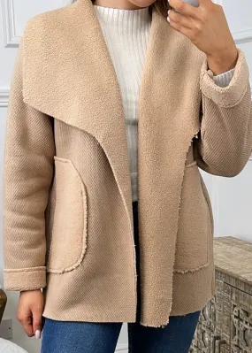 Clarita Beige Raw Edge Duster Coat