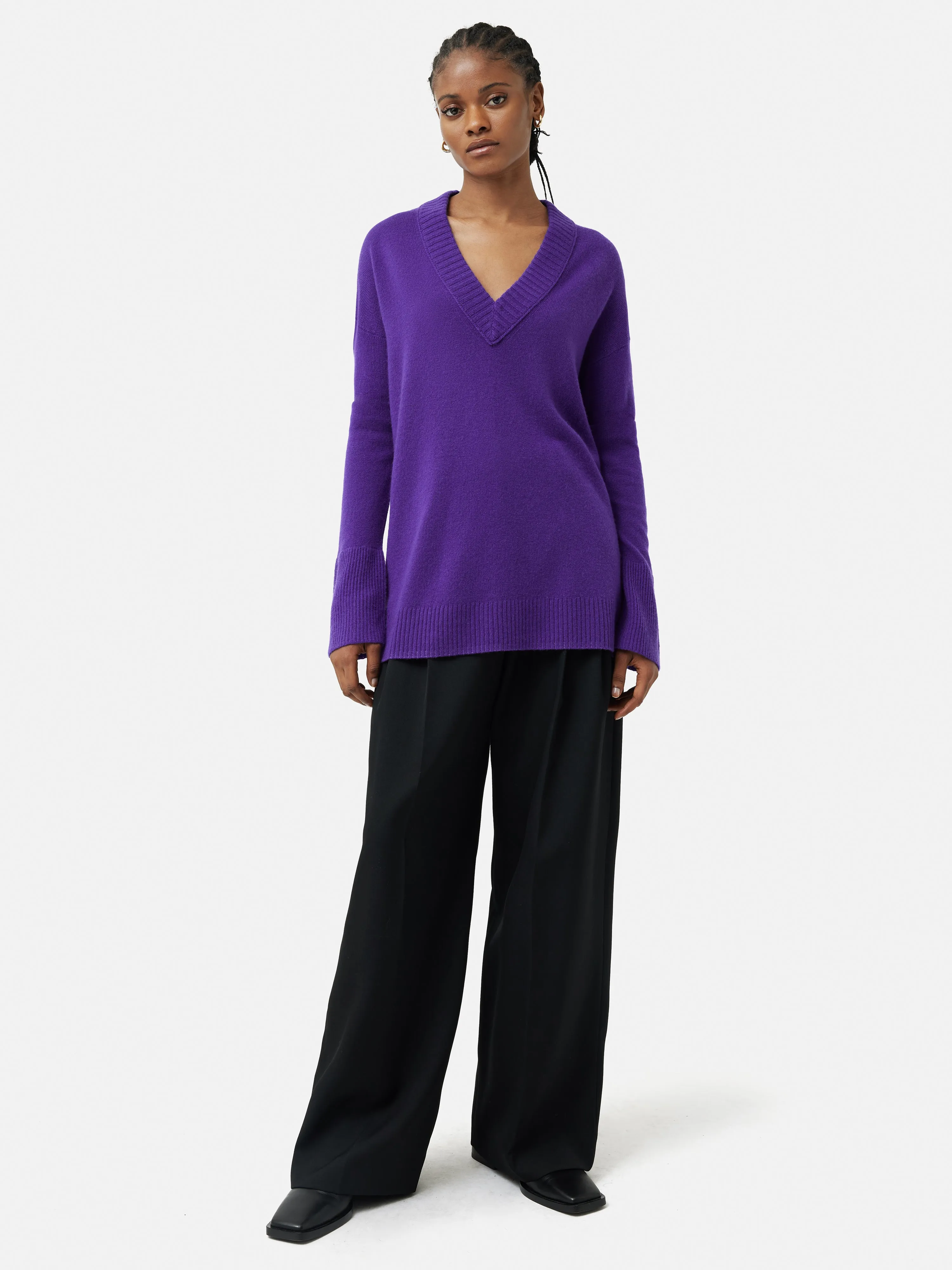 Cloud Cashmere V Neck Jumper | Purple