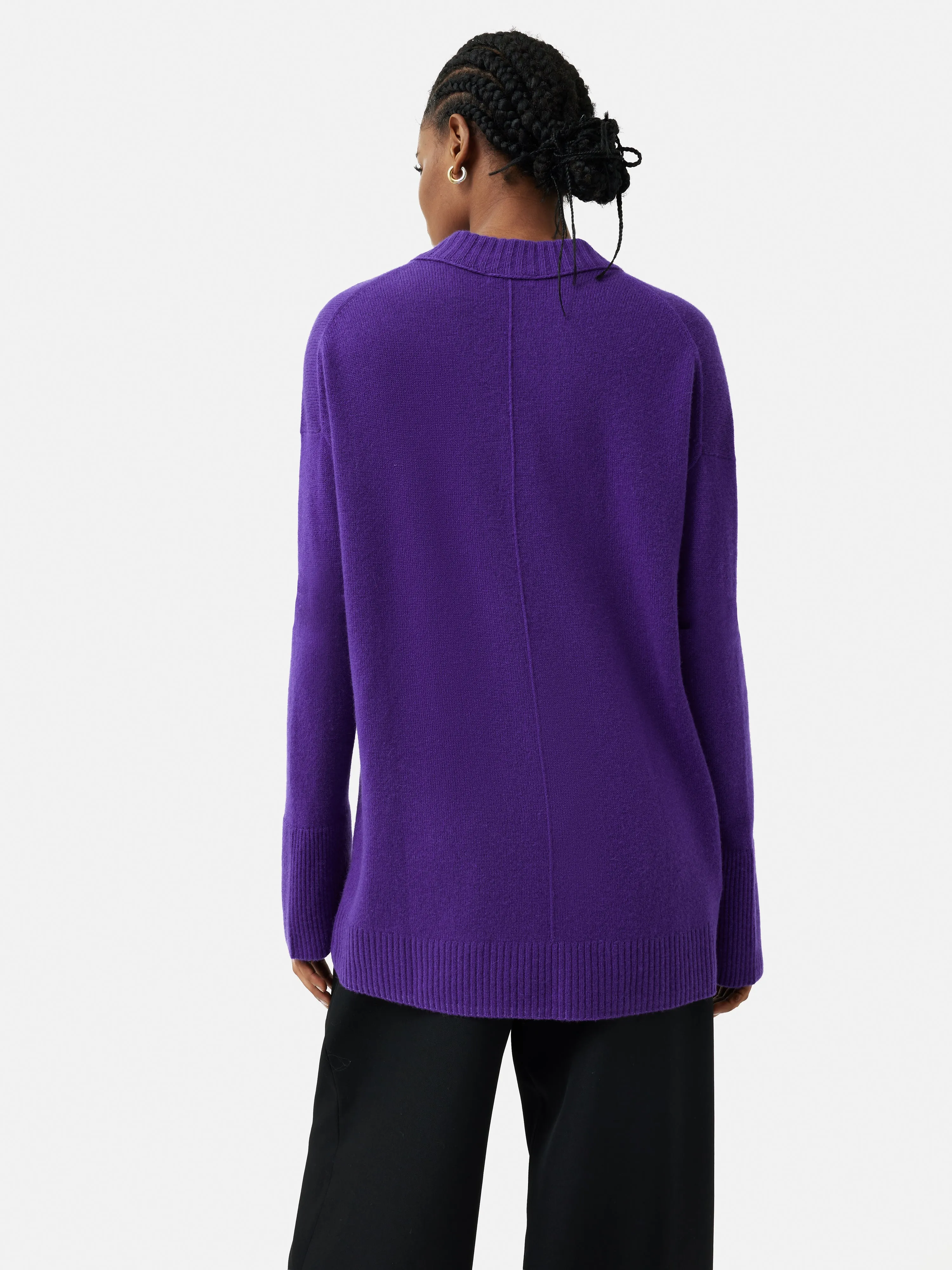 Cloud Cashmere V Neck Jumper | Purple