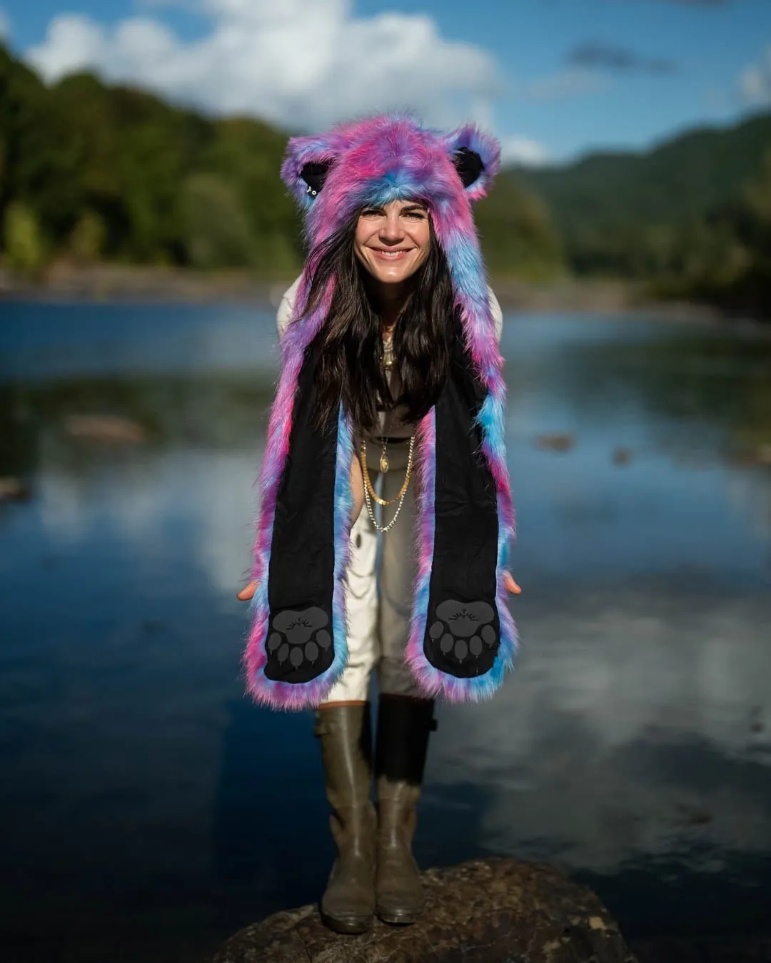 Cotton Candy Bear Collector Edition Faux Fur Hood | Women's