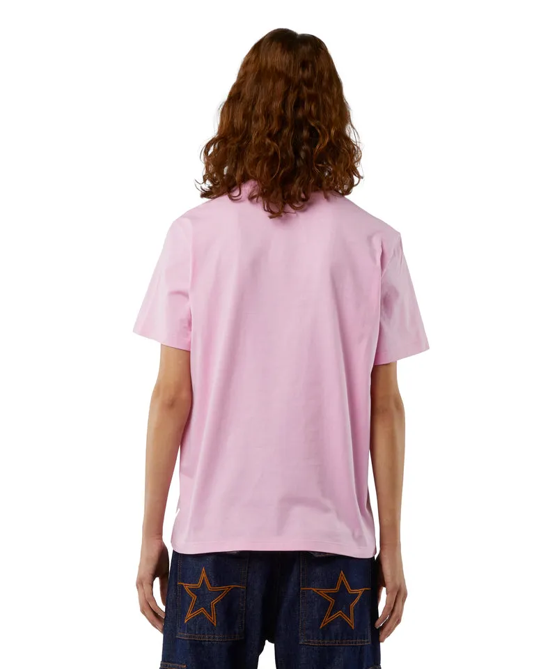 Crew neck T-shirt with MSGM box logo PINK