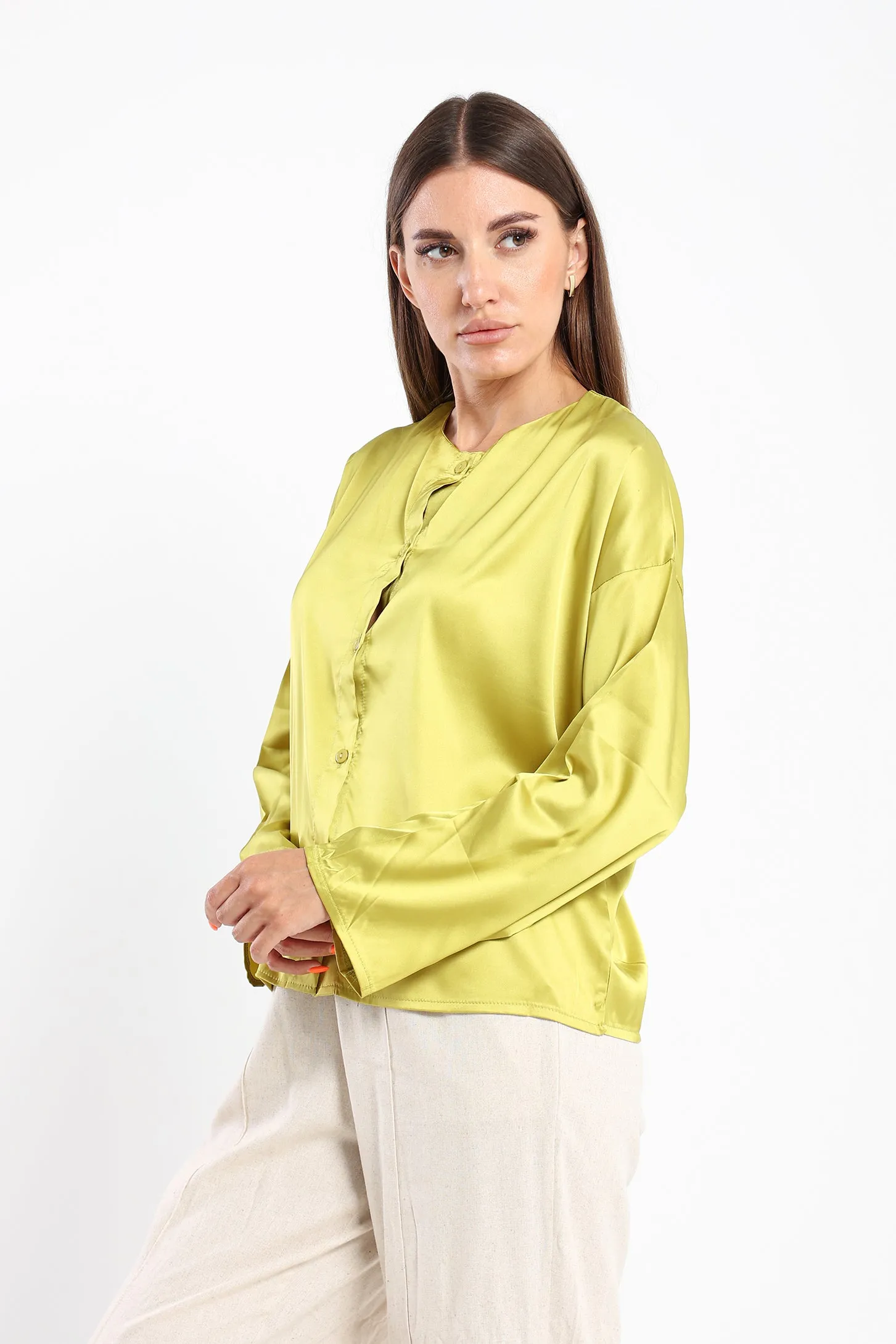 Cropped Blouse - Lime Green