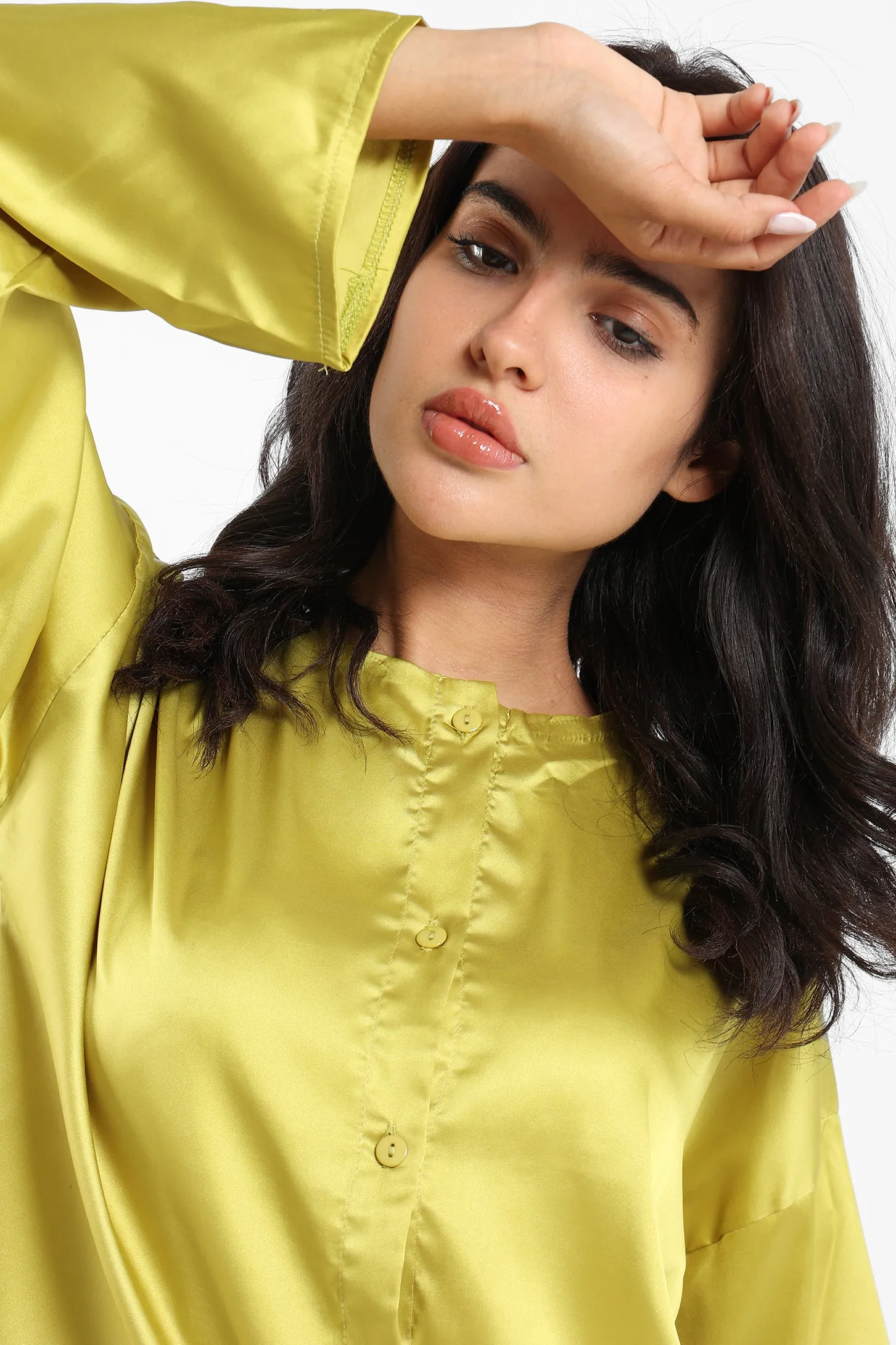 Cropped Blouse - Lime Green