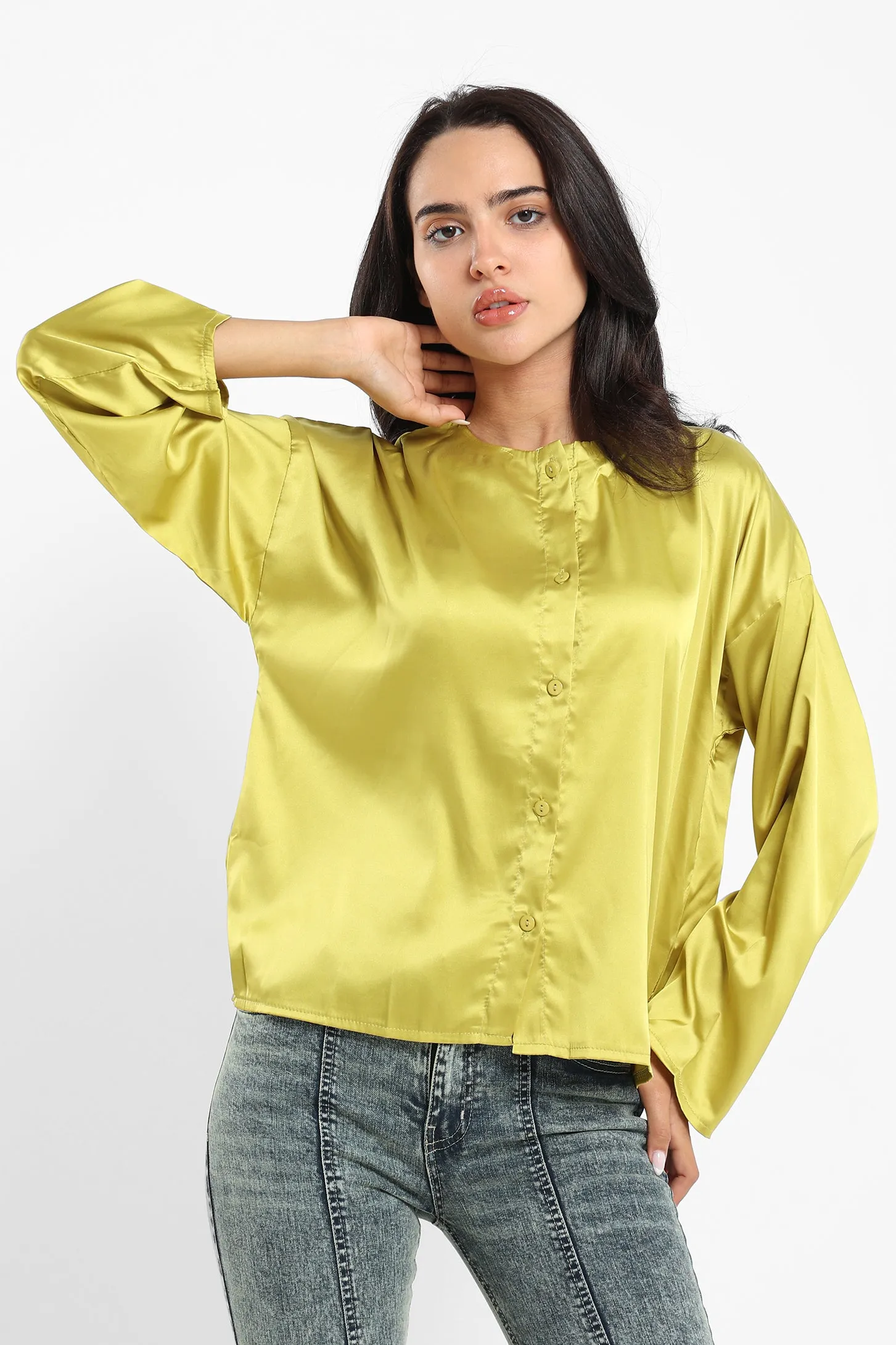 Cropped Blouse - Lime Green