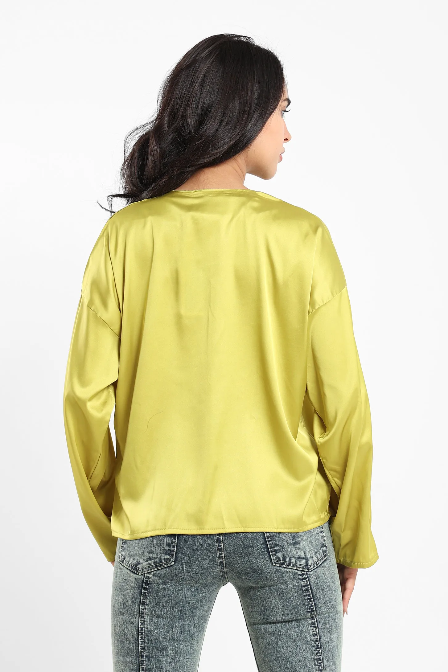 Cropped Blouse - Lime Green