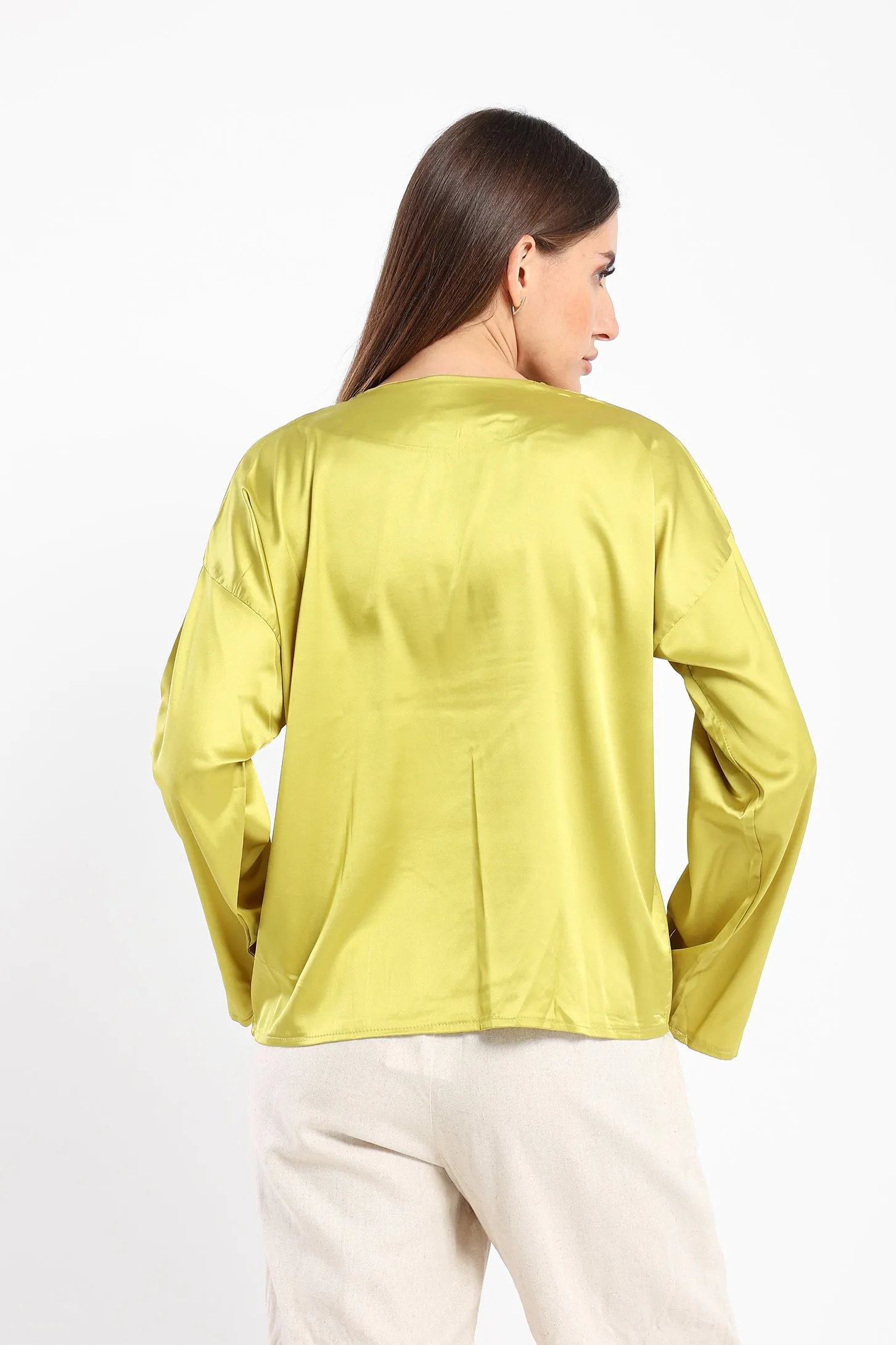 Cropped Blouse - Lime Green