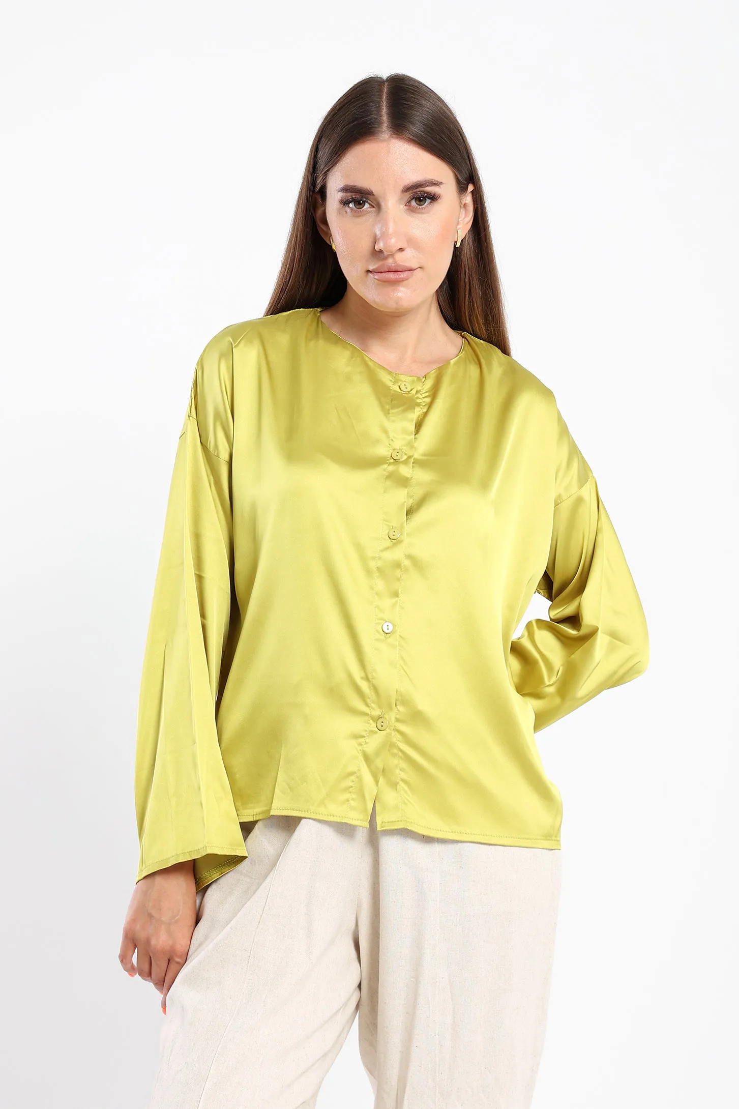 Cropped Blouse - Lime Green