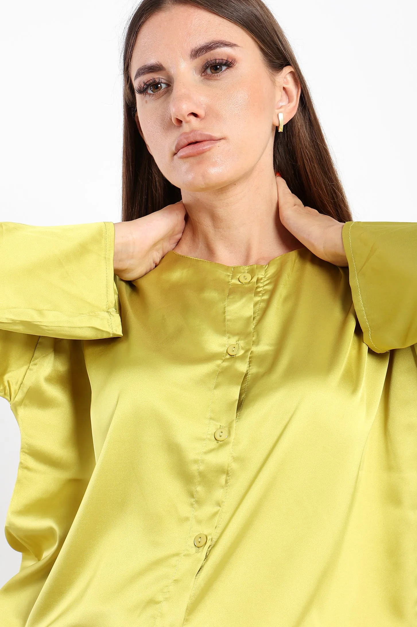 Cropped Blouse - Lime Green