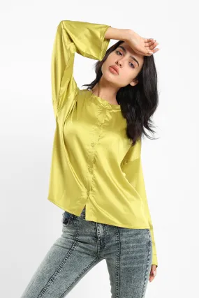 Cropped Blouse - Lime Green