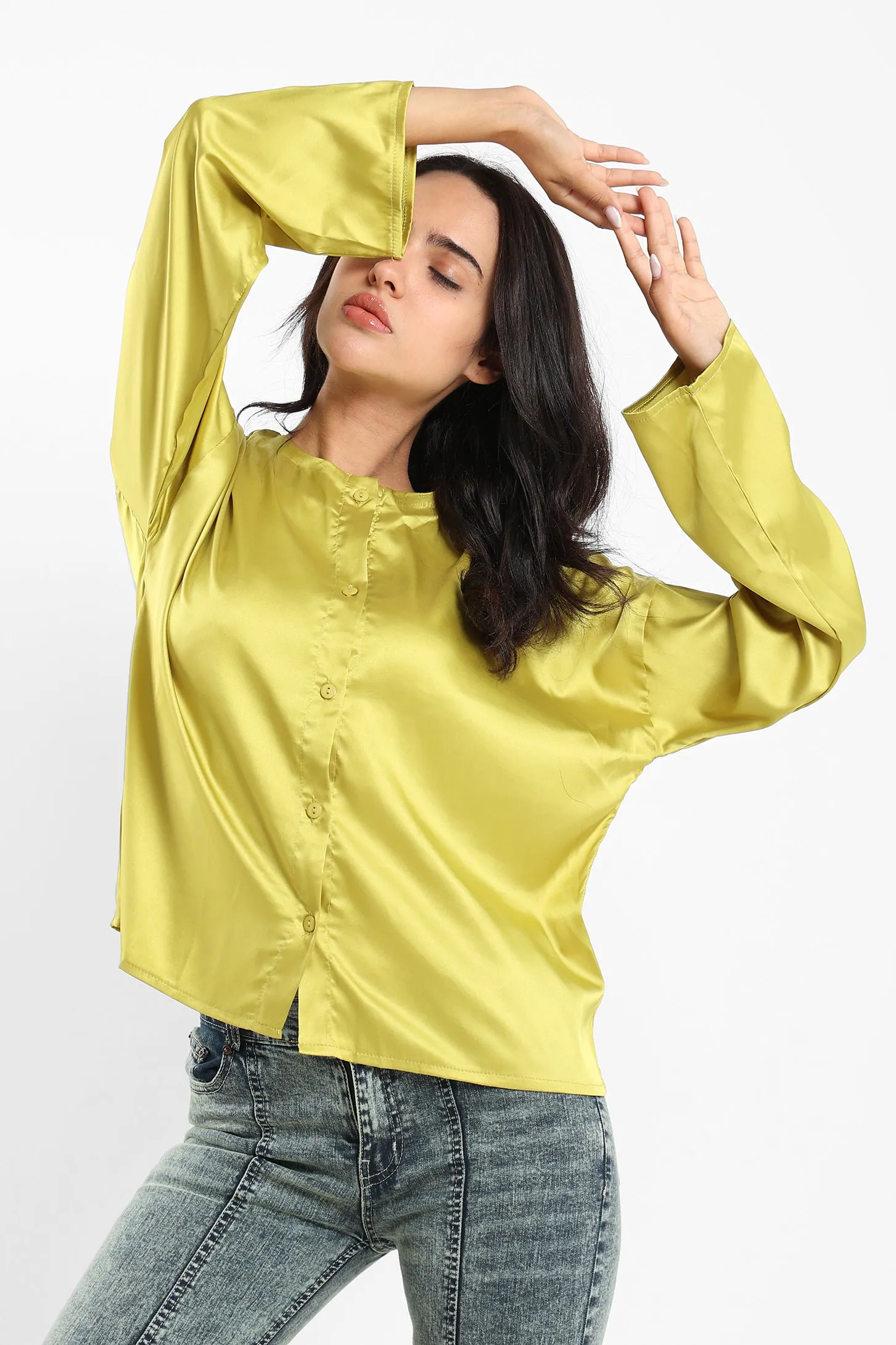 Cropped Blouse - Lime Green