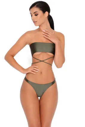 Cross My Mind Bikini Bottoms in Khaki