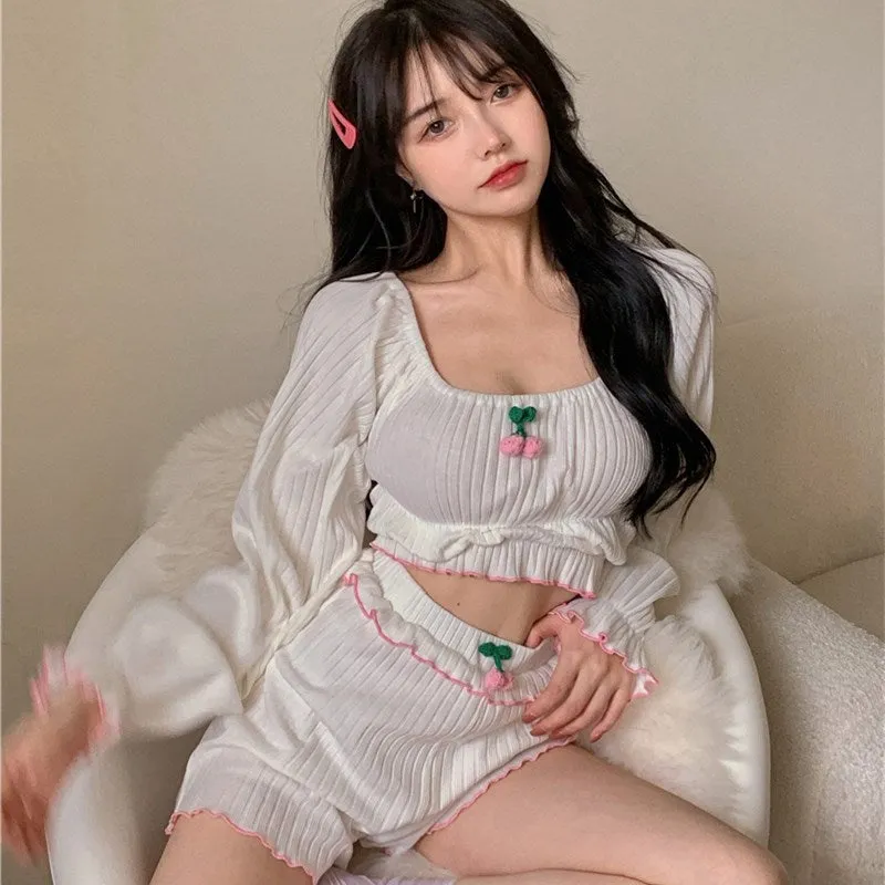 Cute cherry top   shorts pajamas PL51584