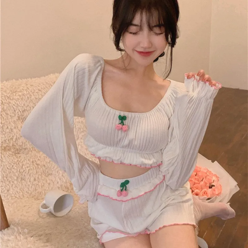 Cute cherry top   shorts pajamas PL51584