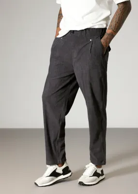 Dark Grey Drawstring Corduroy Pant