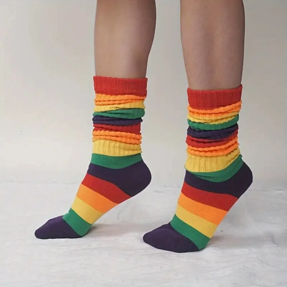 Dark Rainbow Slouch Socks (Adult Medium) - Midweight