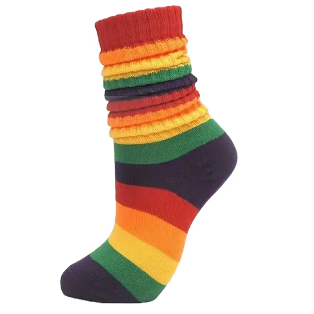 Dark Rainbow Slouch Socks (Adult Medium) - Midweight