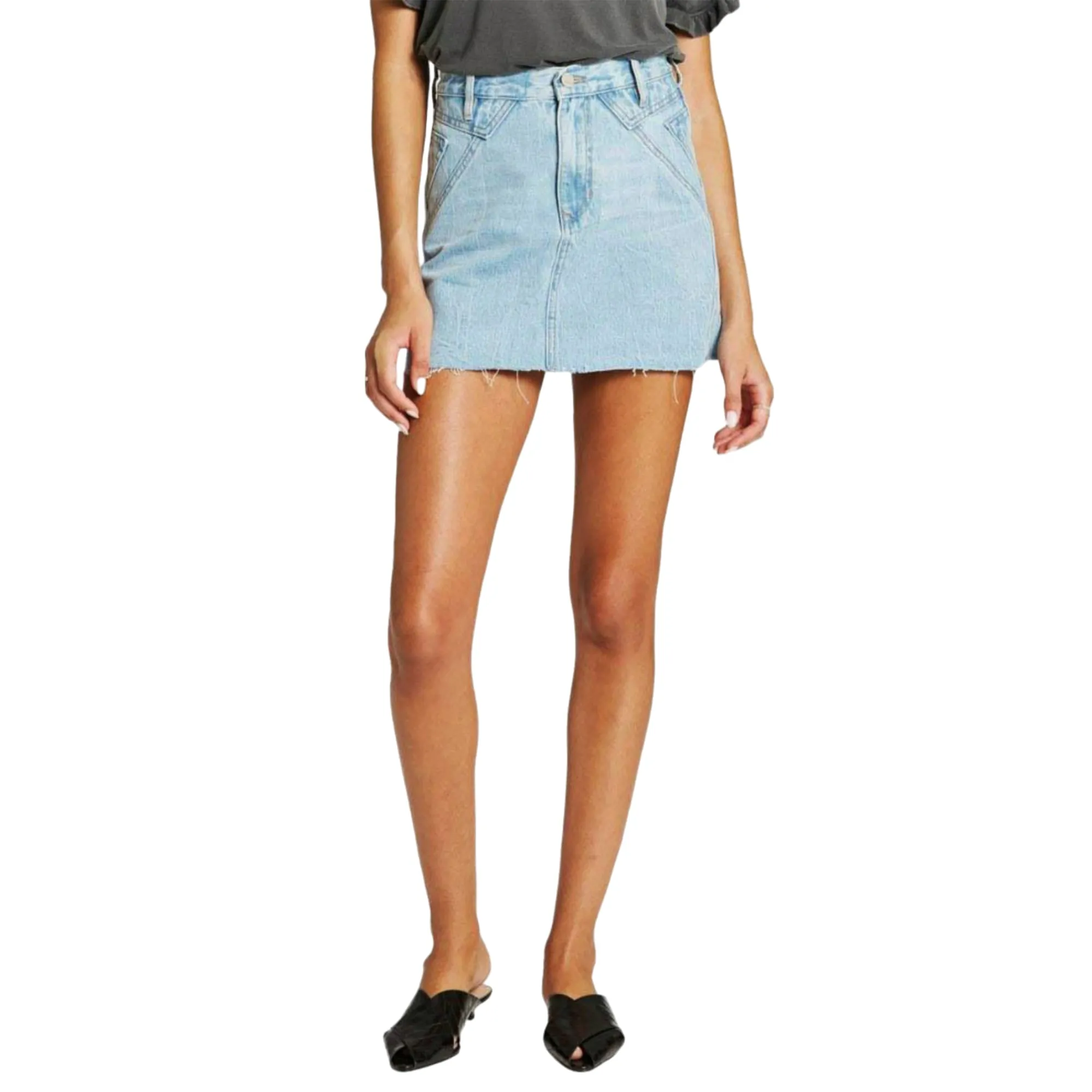 DEAR JOHN Women's Quinn Raw Hem Denim Mini Skirt