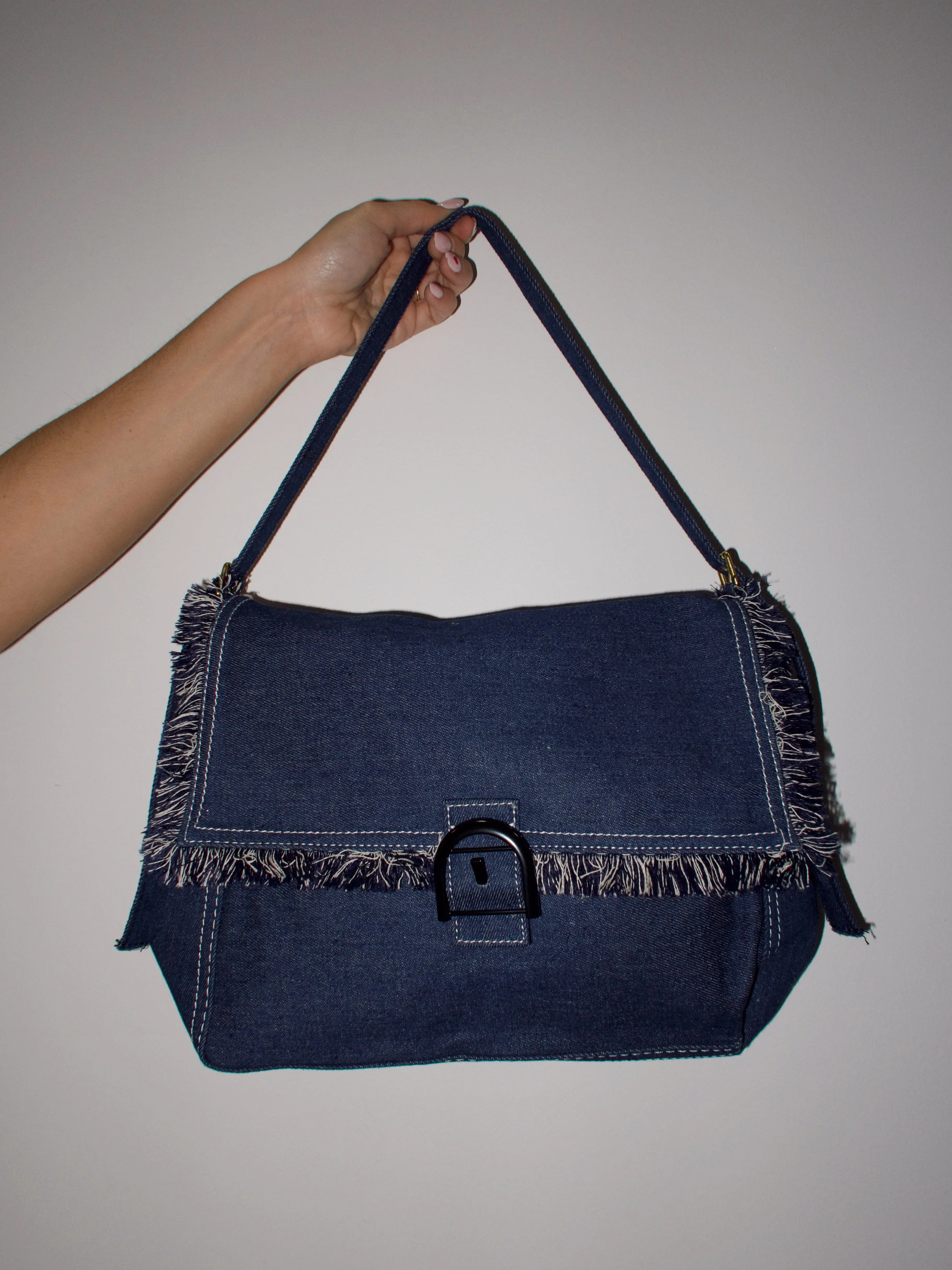 Denim Tassel Shoulder Bag