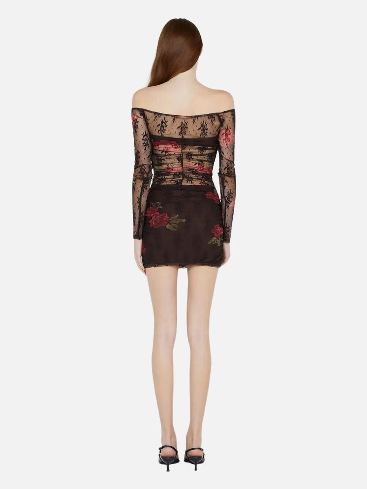 Desert Rose Long Sleeve Mini Dress - Choc Floral