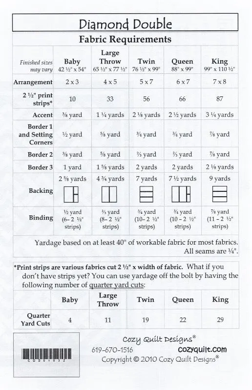 DIAMOND DOUBLE - Cozy Quilt Designs Pattern