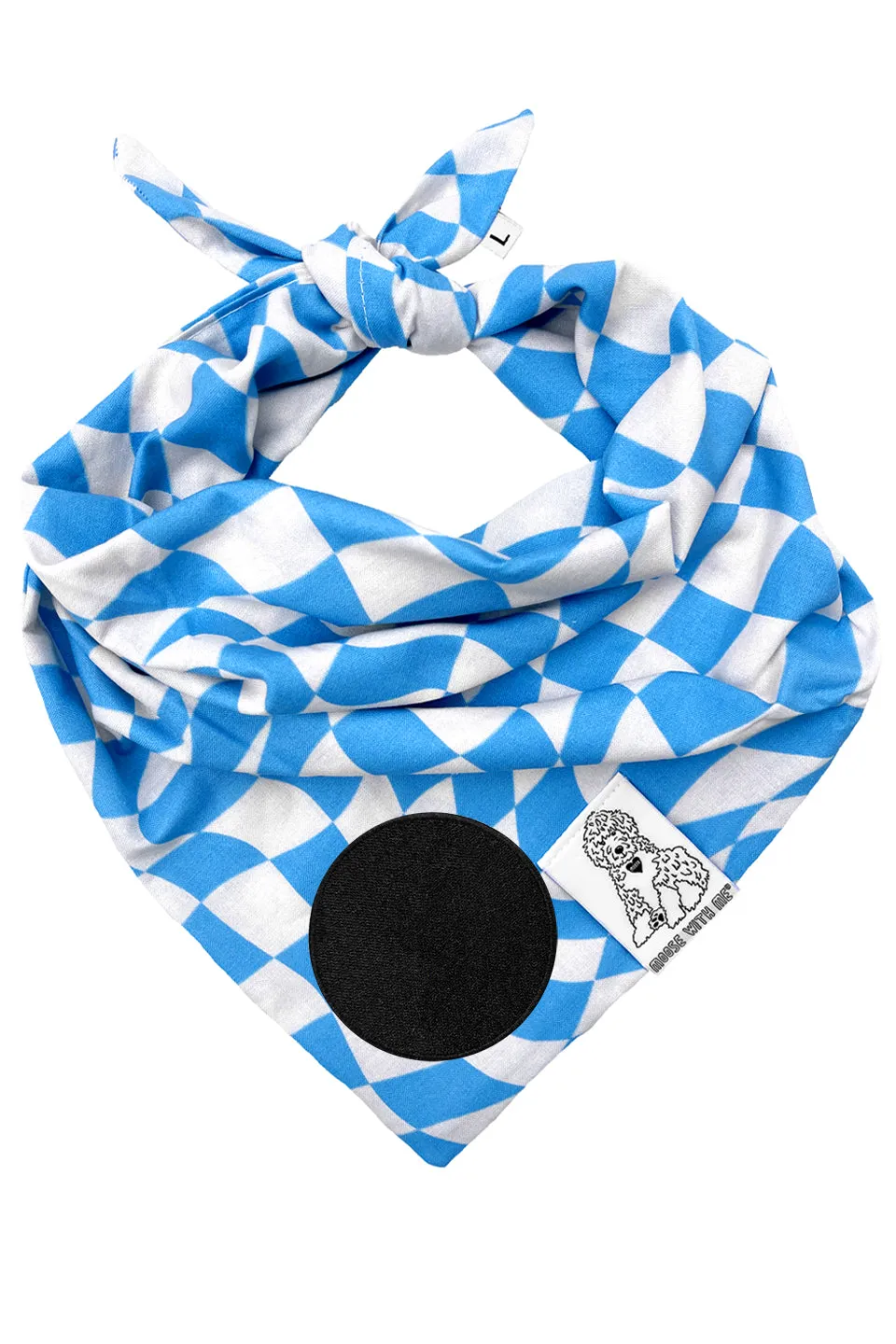 ★Dog Bandana Checkered Swirl - Customize with Interchangeable Velcro Patches