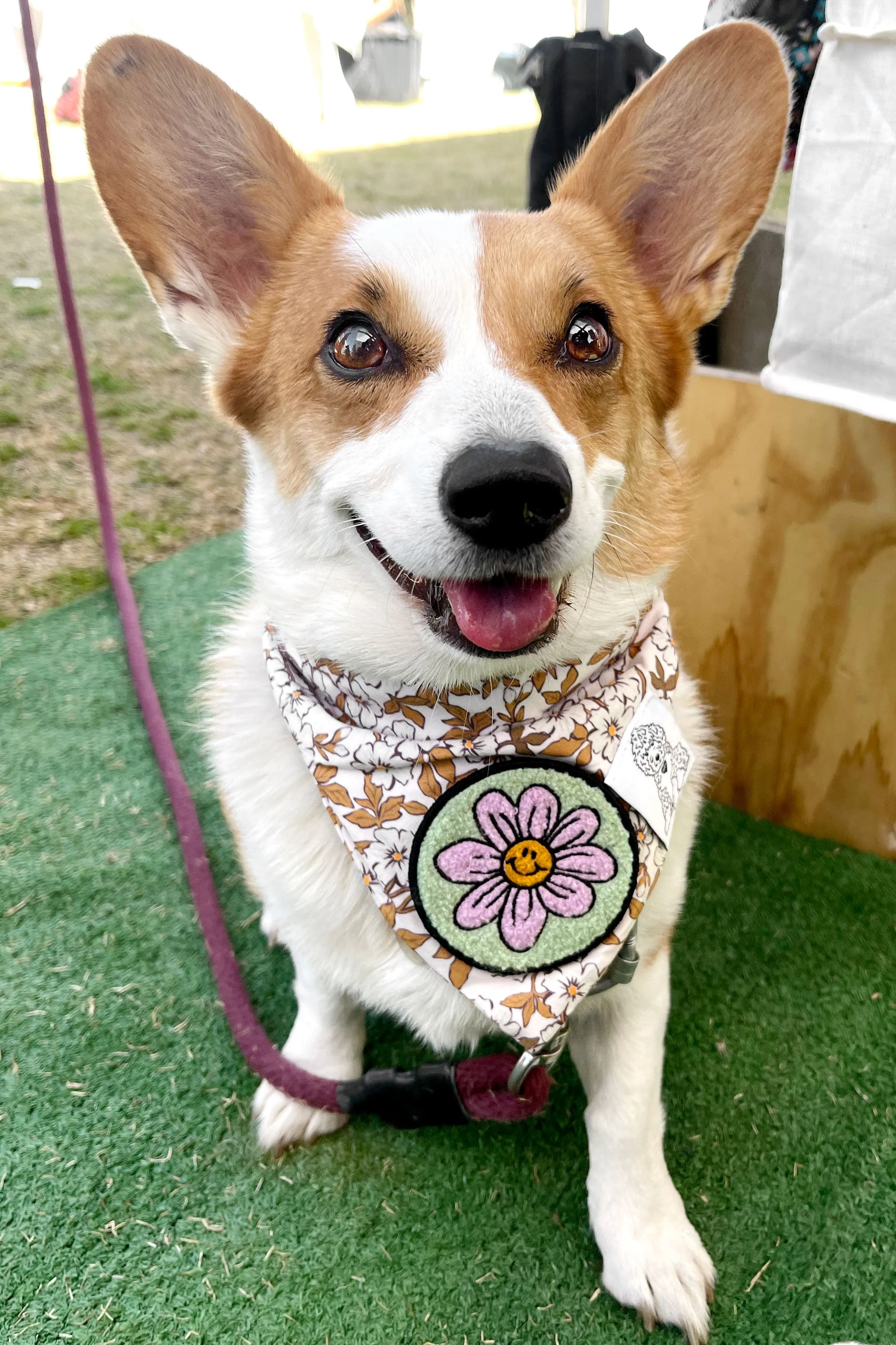 Dog Bandana Floral - Customize with Interchangeable Velcro Patches