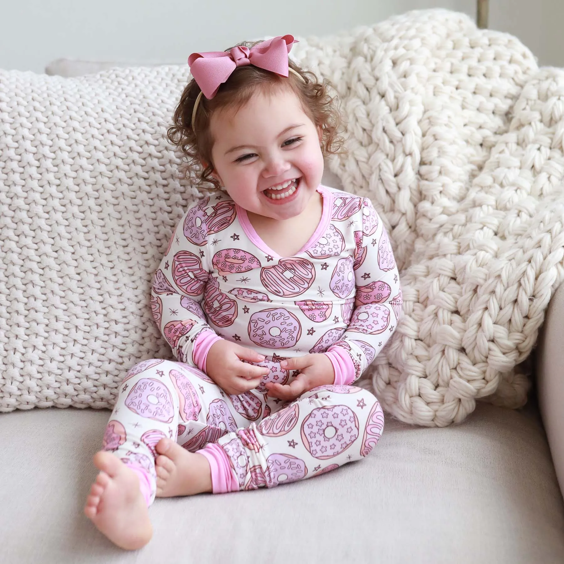 Donut Shop Two Piece Pajama Set | Pink