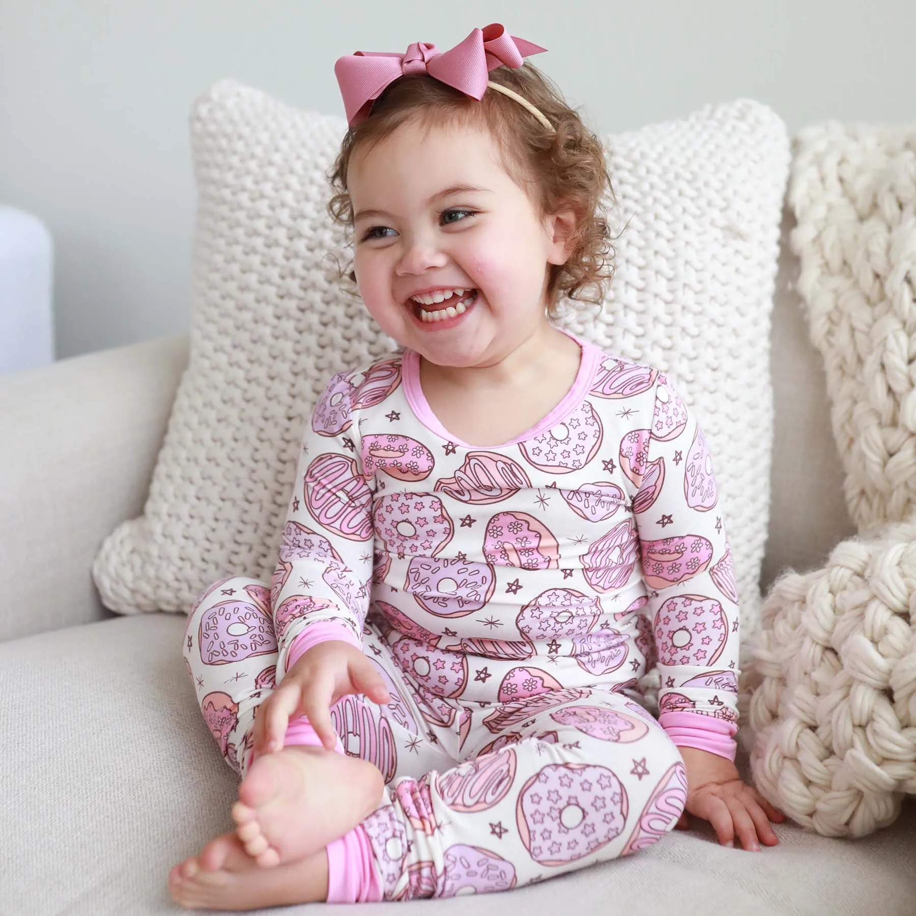 Donut Shop Two Piece Pajama Set | Pink