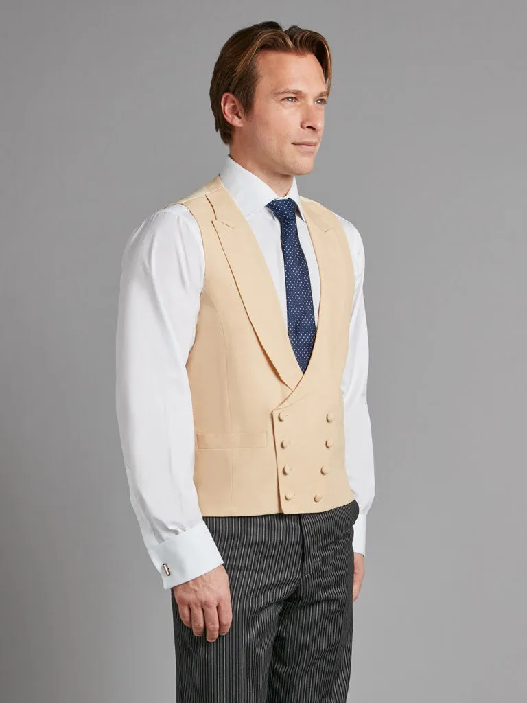 Double Breasted Linen Vest - Beige