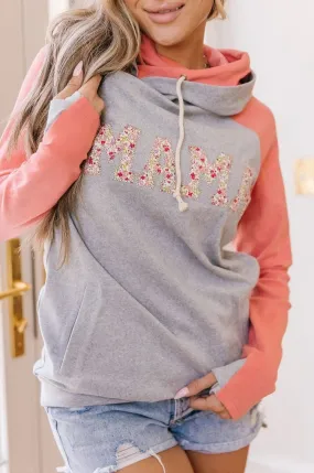 DoubleHood™ Sweatshirt - Mama - Coral & Floral