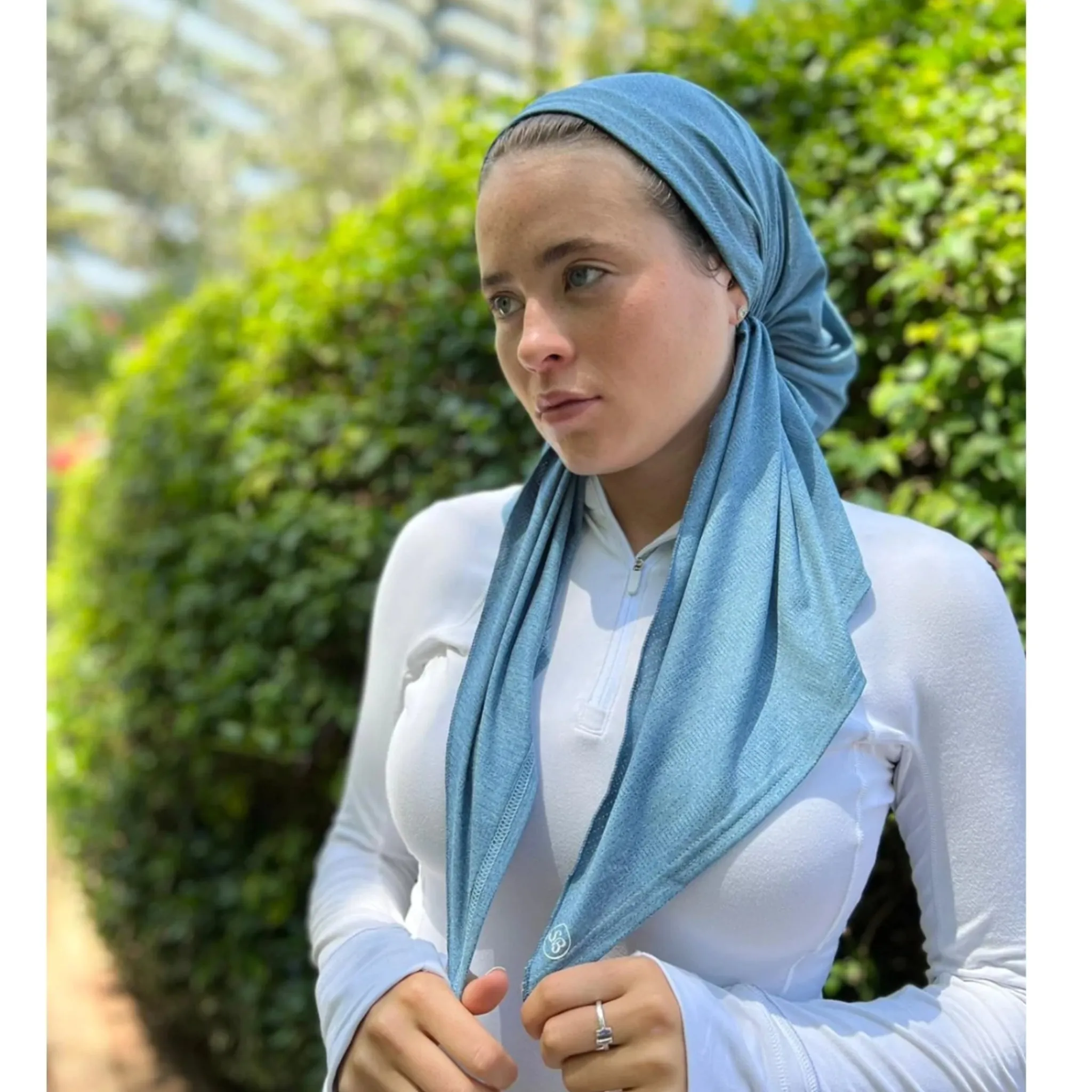 Dri Fit SB Pre-Tied Headscarf: Heather Denim