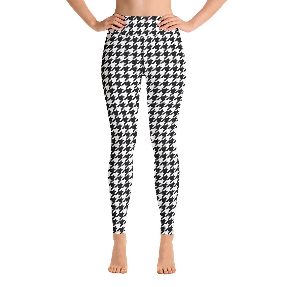 ELEVATED ESSENTIALS, BOOTY BOOSTING HIGH WAISTBAND LEGGING BLACK WHITE HOUNDSTOOTH