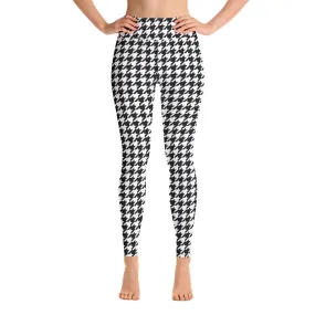 ELEVATED ESSENTIALS, BOOTY BOOSTING HIGH WAISTBAND LEGGING BLACK WHITE HOUNDSTOOTH