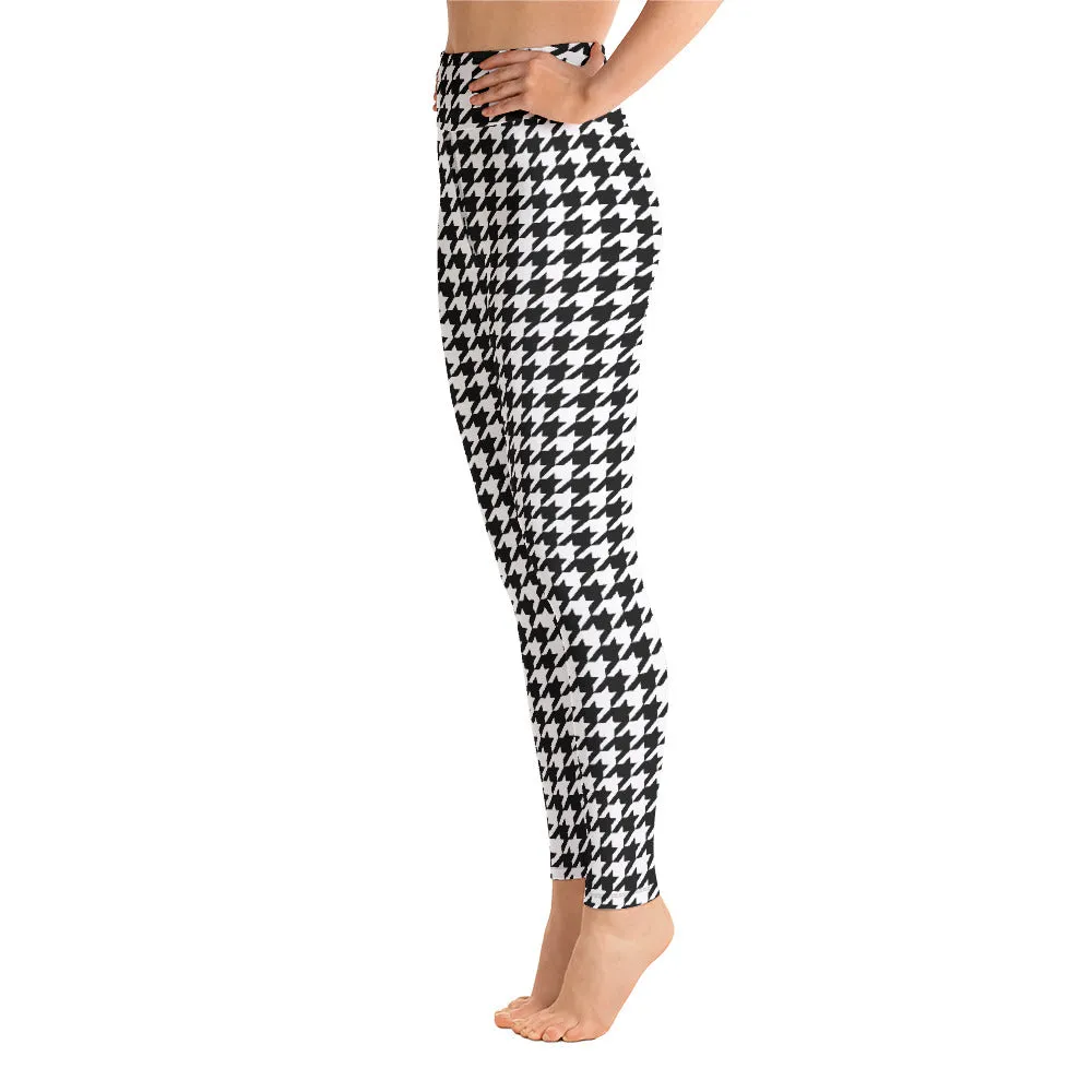 ELEVATED ESSENTIALS, BOOTY BOOSTING HIGH WAISTBAND LEGGING BLACK WHITE HOUNDSTOOTH