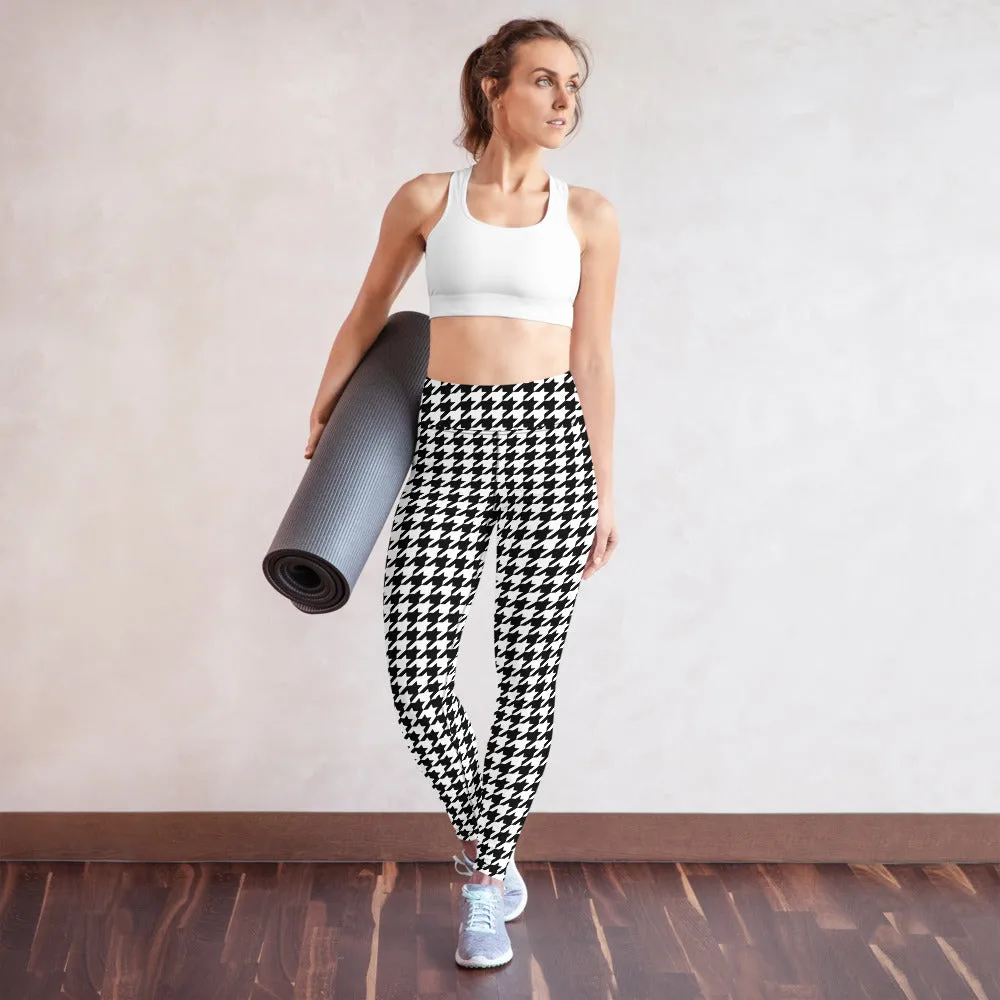 ELEVATED ESSENTIALS, BOOTY BOOSTING HIGH WAISTBAND LEGGING BLACK WHITE HOUNDSTOOTH