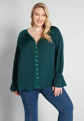 Emerald Isle Button-Up Tunic - Plus Size