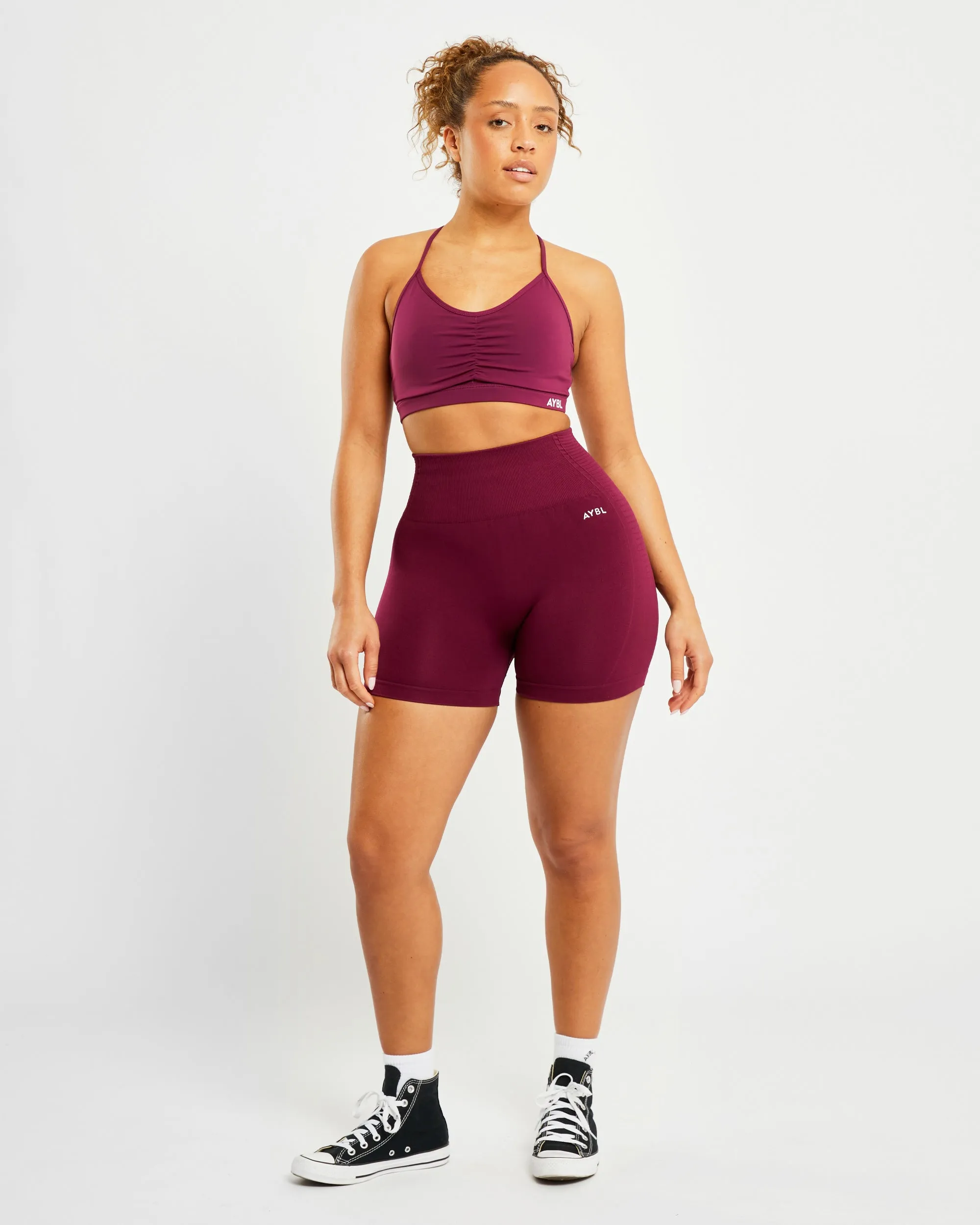 Essential Ruched Sports Bra - Purple Wine