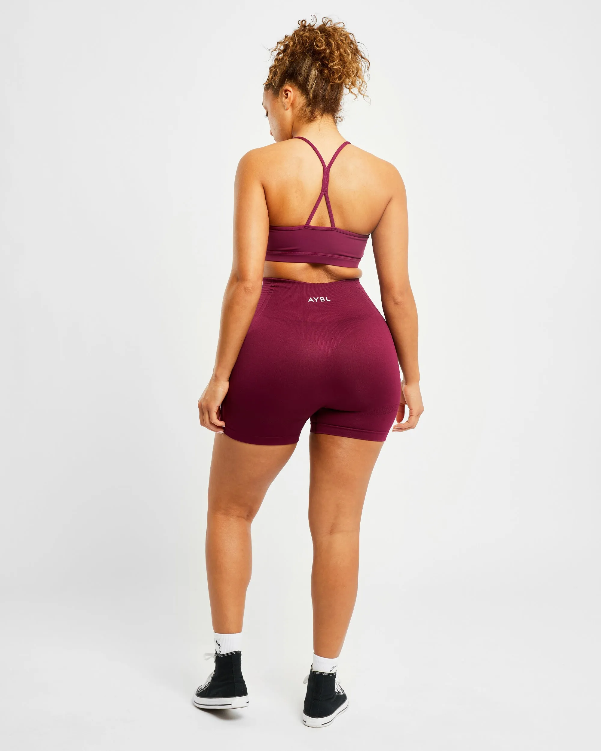 Essential Ruched Sports Bra - Purple Wine