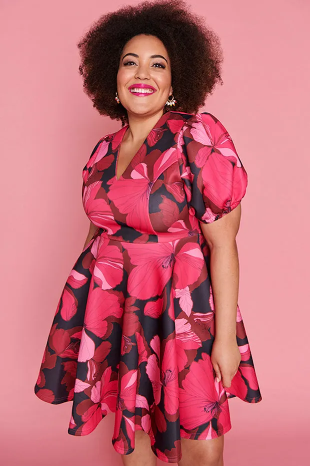 Everly Pink Hibiscus Party Dress