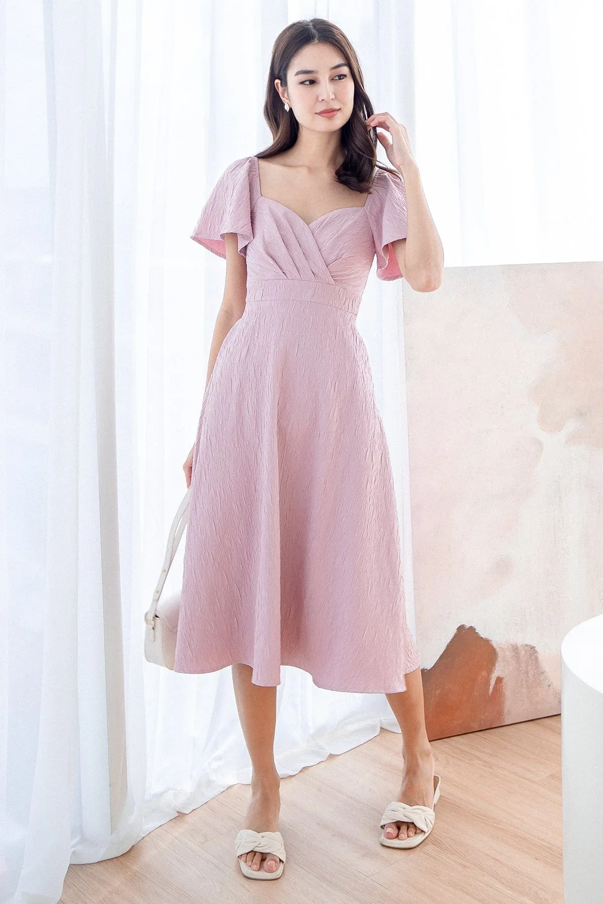 FIORA SLEEVE MIDAXI DRESS IN PINK