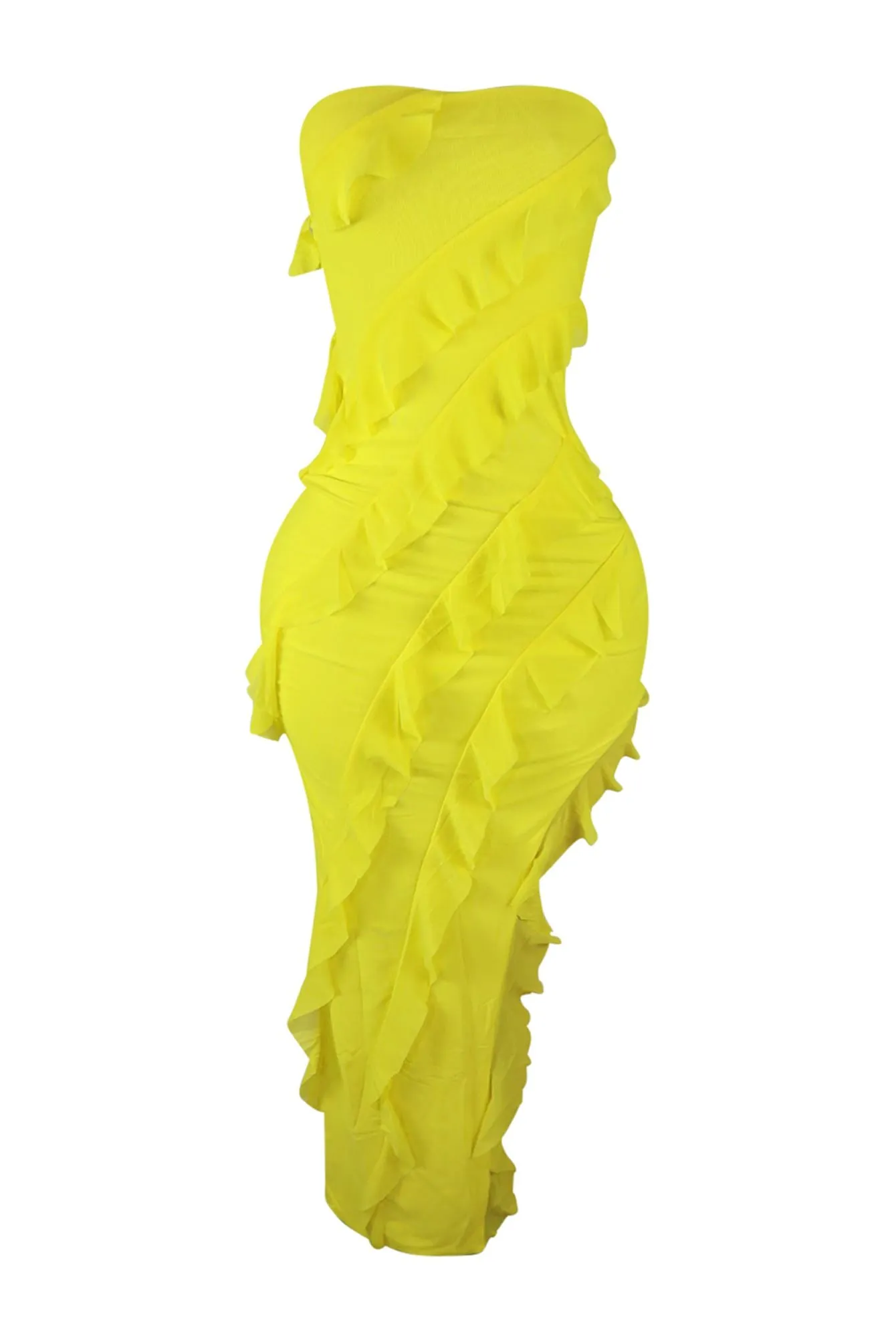 Flourish Mesh Ruffled Tube Dress