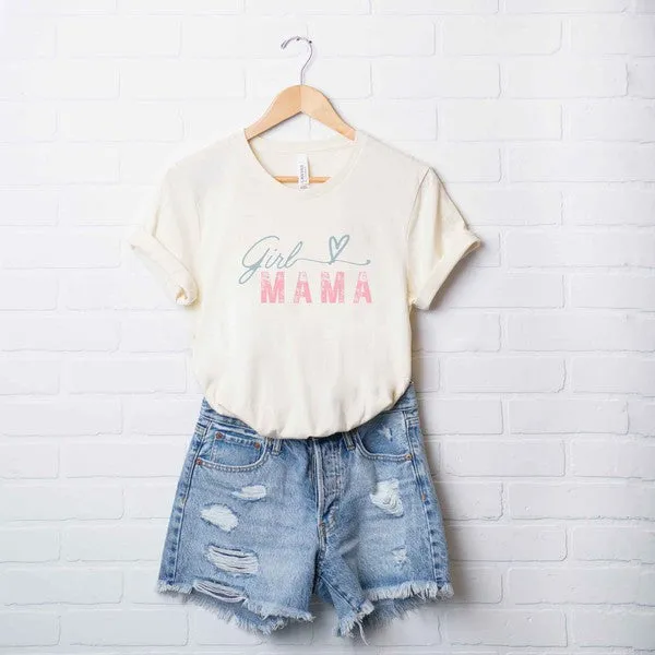 Girl Mama Heart Colorful Short Sleeve Graphic Tee