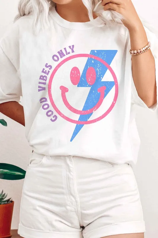 GOOD VIBES ONLY HAPPY FACE GRAPHIC TEE