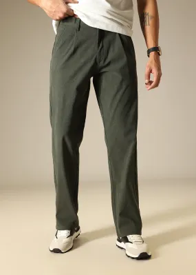 Green Textured Corduroy Pant