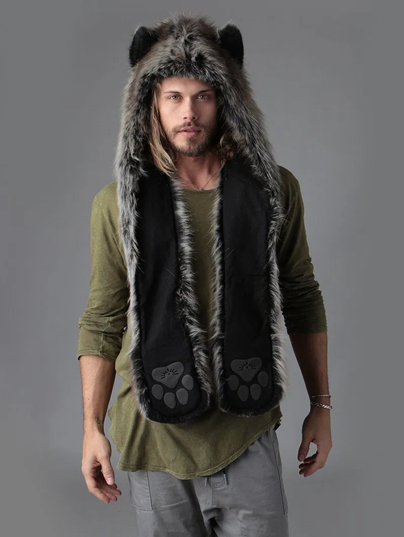 Grey Wolf Faux Fur Hood | Men's