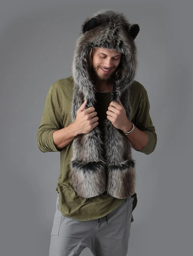 Grey Wolf Faux Fur Hood | Men's